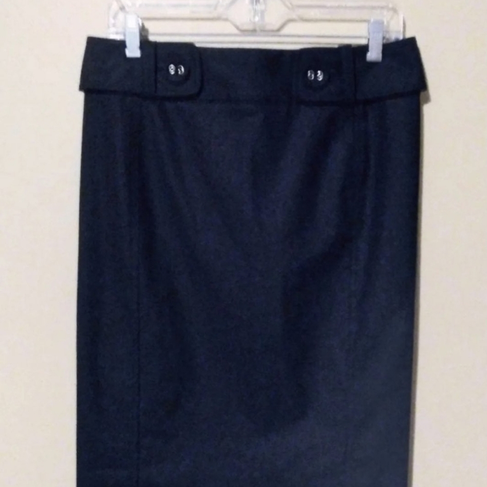 Bebe Sz 6 Pencil Skirt w Slit Black Wool Blend Dark Academia Y2k Zip Closure